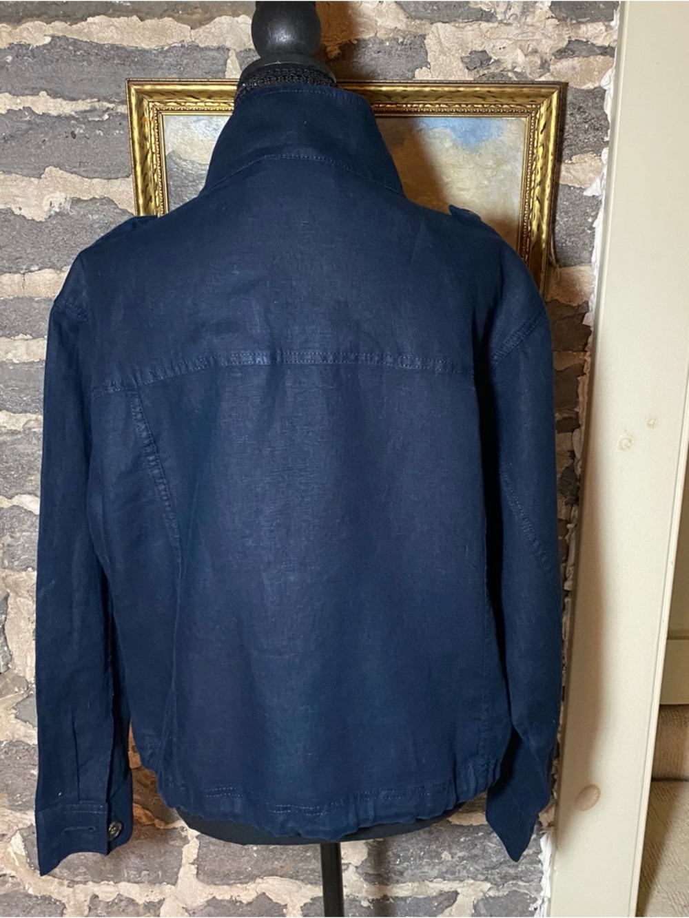 Talbots Navy Button-Front Utility Jacket with Drawstring Hem - Picture 2 of 10